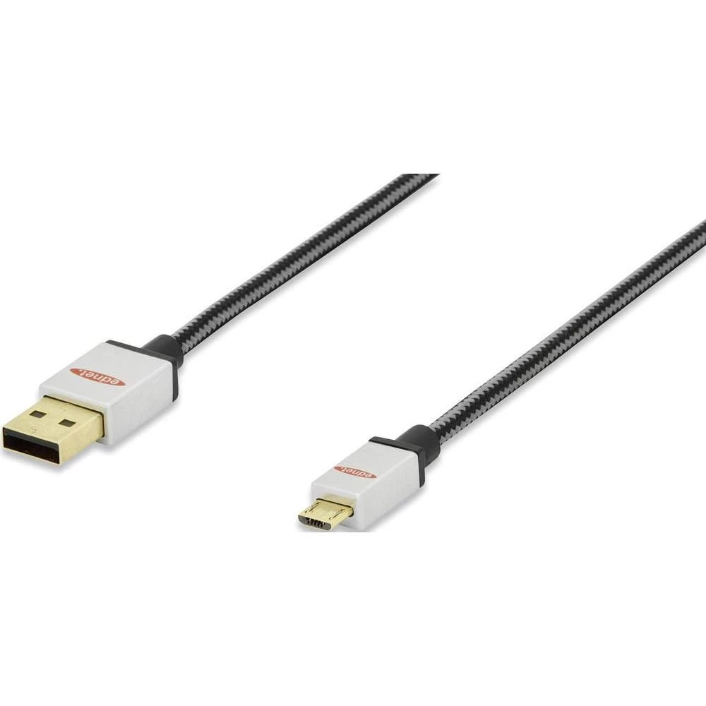 USB 2.0 priključni kabel [1x USB 2.0 utikač A - 1x USB 2.0 utikač Micro-B] 1.80 m crna-srebrna pozlaćeni utični kontakti, UL cer slika