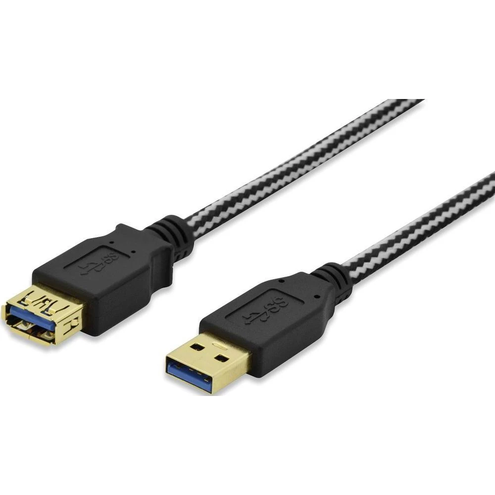 USB 3.0 produžni kabel [1x USB 3.0 utikač A - 1x USB 3.0 ženski utikač A] ednet 3 m crna pozlaćeni utični kontakti, UL certifici slika