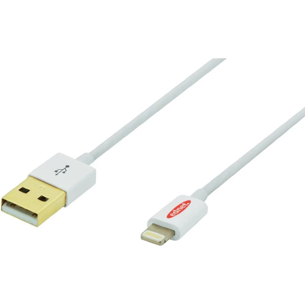 iPad/iPhone/iPod punjački kabel/podatkovni kabel [1x USB 2.0 utikač A - 1x Apple Dock utikač Lightning] ednet 0.50 m bijela slika