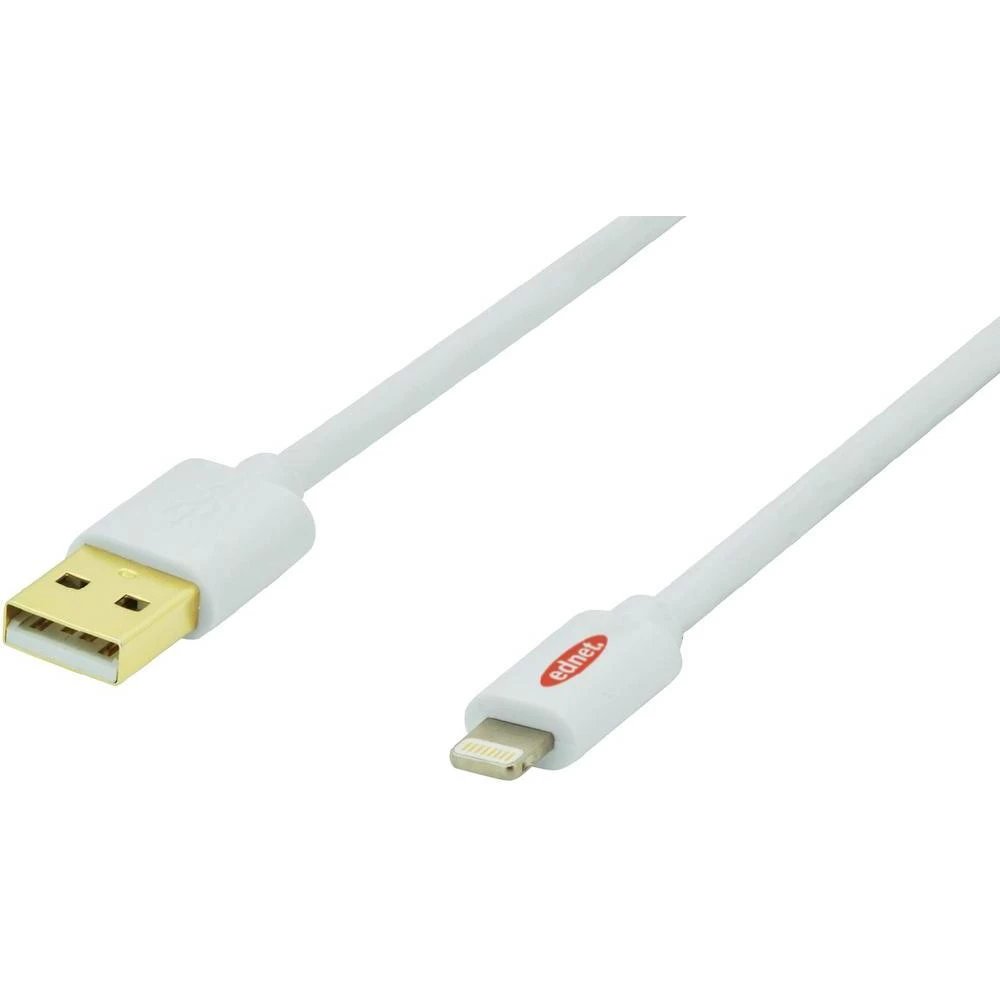 iPad/iPhone/iPod punjački kabel/podatkovni kabel [1x USB 2.0 utikač A - 1x Apple Dock utikač Lightning] ednet 3 m bijela slika