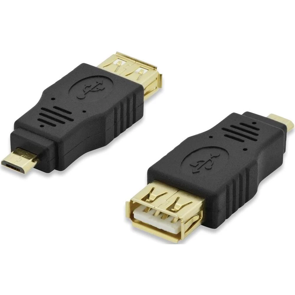 USB 2.0 adapter [1x USB 2.0 utikač Micro-B - 1x USB 2.0 ženski utikač A] ednet crna pozlaćeni utični kontakti, UL certificiran slika