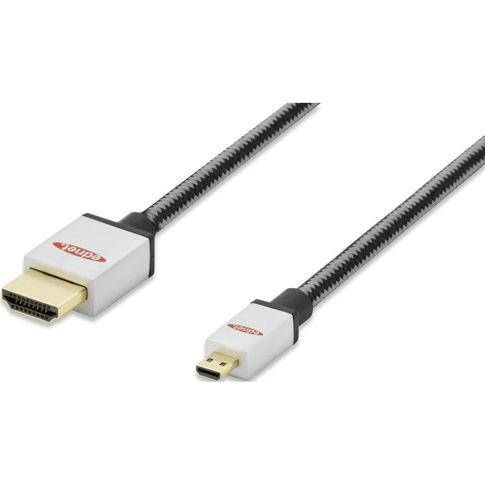 HDMI priključni kabel [1x HDMI utikač 1x HDMI utikač D Micro] ednet 2 m crna-srebrna slika