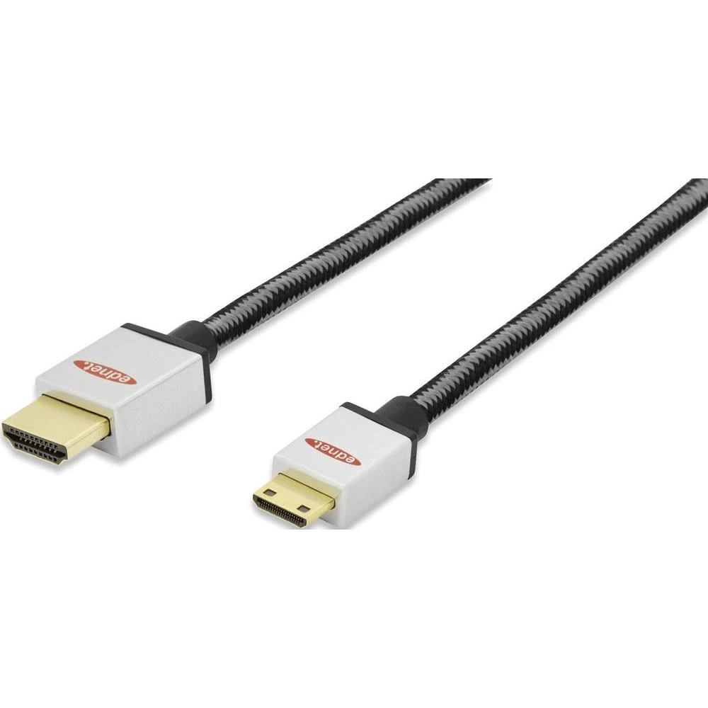 HDMI priključni kabel [1x HDMI utikač 1x HDMI utikač C Mini] ednet 2 m crna-srebrna slika