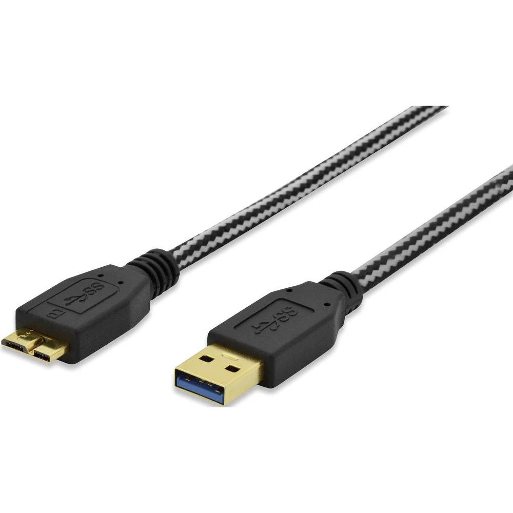 USB 3.0 priključni kabel [1x USB 3.0 utikač A - 1x USB 3.0 utikač Micro B] ednet 0.25 m crna pozlaćeni utični kontakti, UL certi slika