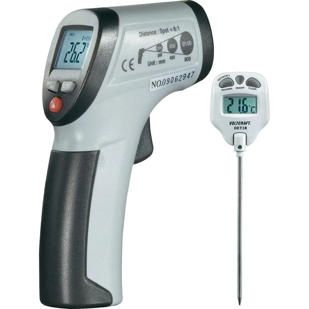 VOLTCRAFT komplet infracrveni termometar + ubodni termometar optika 8:1, Messbereich -30 do +260 °C / -10 do +200 °C slika
