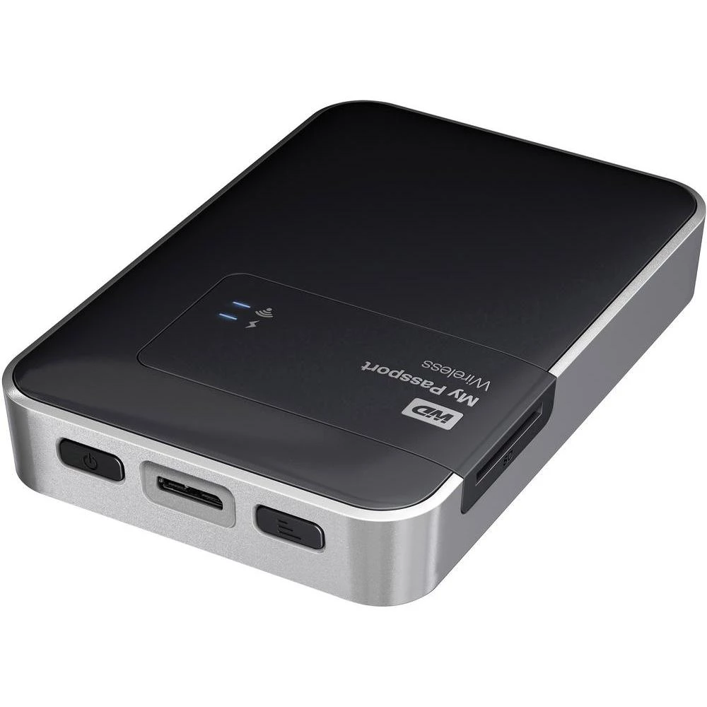 WLAN tvrdi disk 1 TB WDBK8Z0010BBK-EESN Western Digital My Passport Wireless crna WLAN sposobnost, Cloud sposobnost, DLNA sposob slika