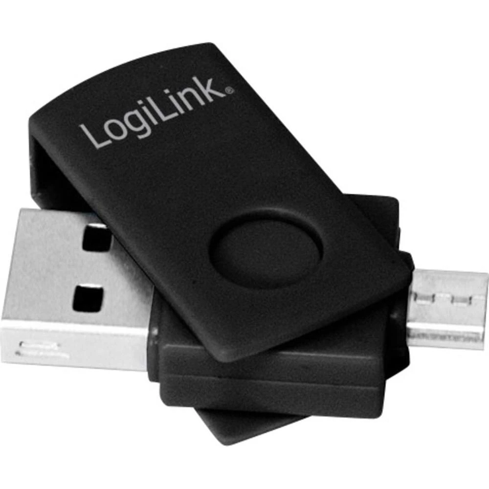 USB 2.0 adapter [1x USB 2.0 utikač Micro-B - 1x utor za SD karticu] LogiLink crna s OTG funkcijom slika
