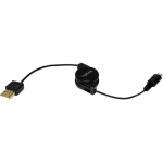USB 2.0 priključni kabel [1x USB 2.0 utikač A - 1x USB 2.0 utikač Micro-B] LogiLink 0.75 m crna uklj. namatač