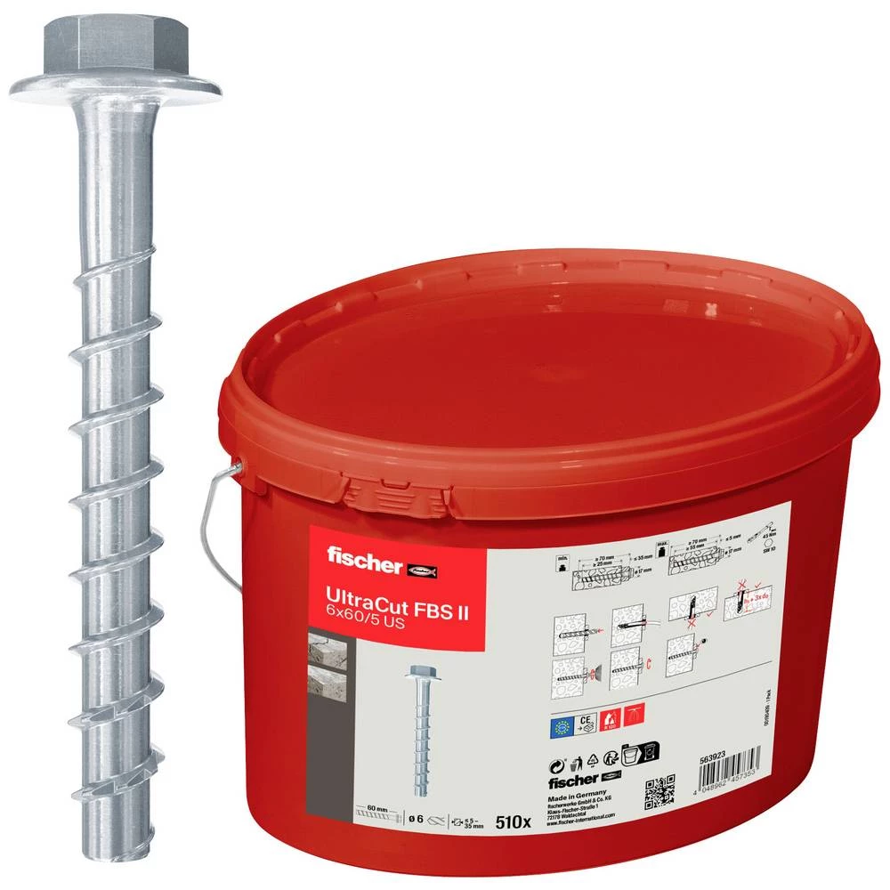 Fischer 563923 UltraCut FBS II 6x60/5 US Eimer (510) concrete screw 6 mm 60 mm čelik galvansko pocinčani 510 St. slika