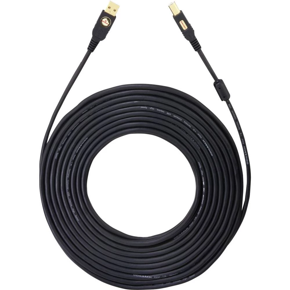 Oehlbach USB 2.0 Priključni kabel [1x Muški konektor USB 2.0 tipa A - 1x Muški konektor USB 2.0 tipa B] 1.5 m Crna pozlaćeni kon slika