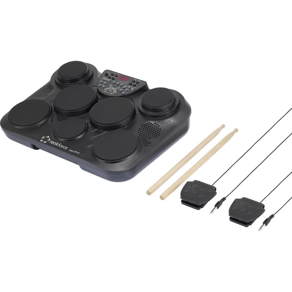 Elektronski bubnjevi renkforce DD-315 crne boje, uklj. palice i pedala slika