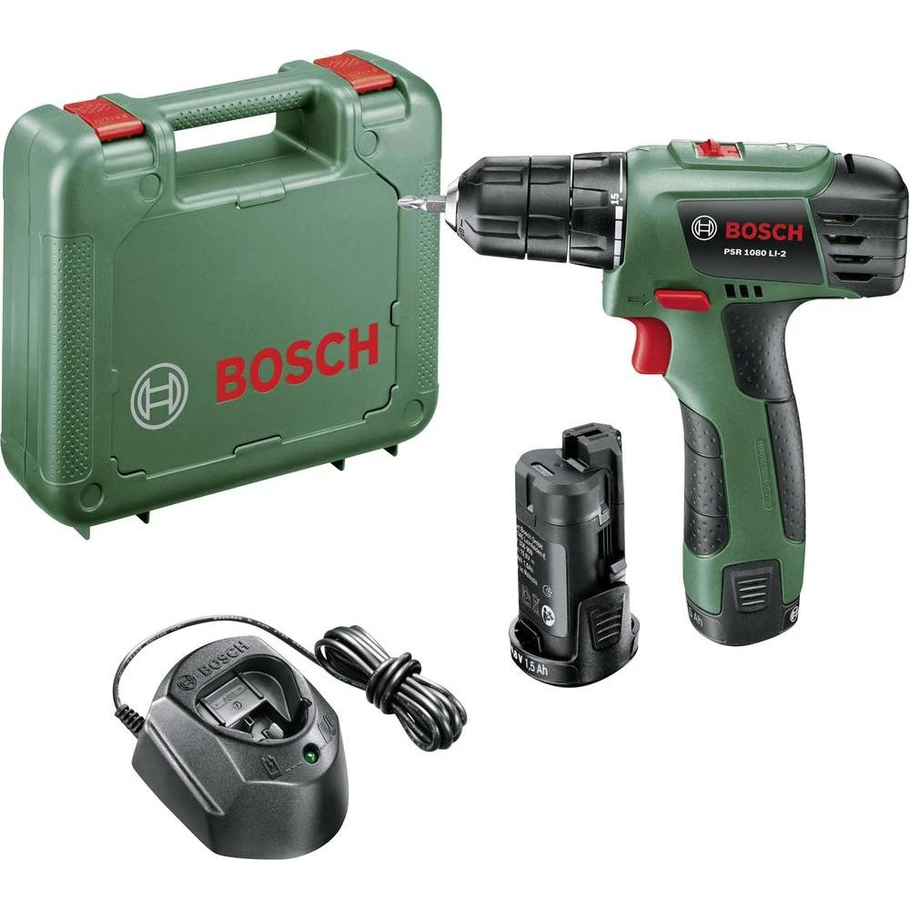 Bušilica/odvijač na bateriju PSR 1080 Bosch 10.8 V 1.5 Ah Li-Ion uklj. 2. baterije, uklj. kofer slika