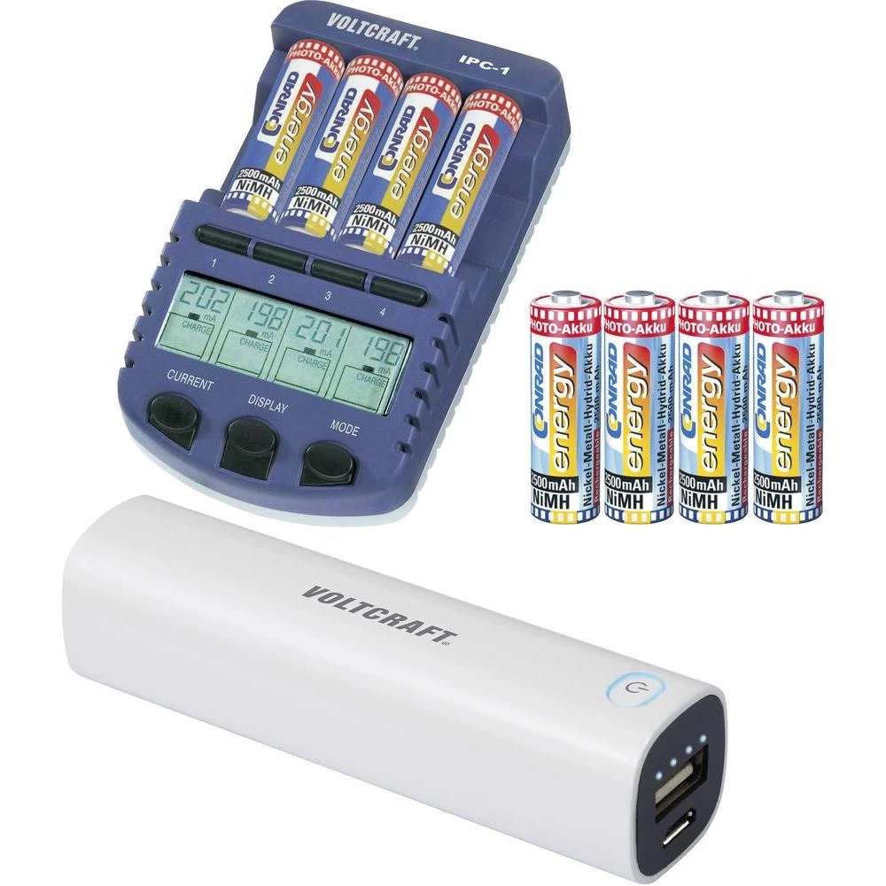 VOLTCRAFT IPC-1 uređaj za punjenje i održavanje baterija + Prijenosna dodatna baterija Powerbank PB-14 Li-Ion 2600 mAh + 8 migno slika