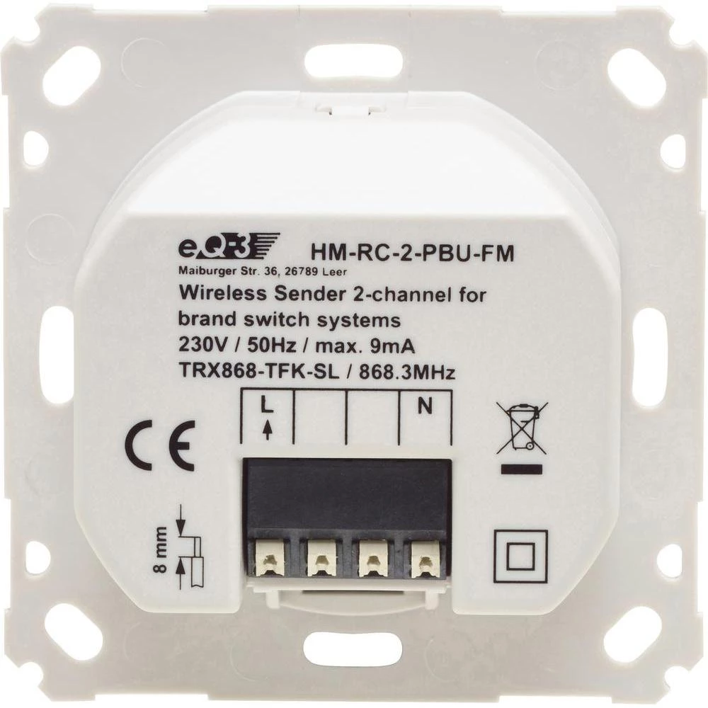 Bežični uklopni aktivator 142237A0 HomeMatic 2-kanalni ugradbeni slika