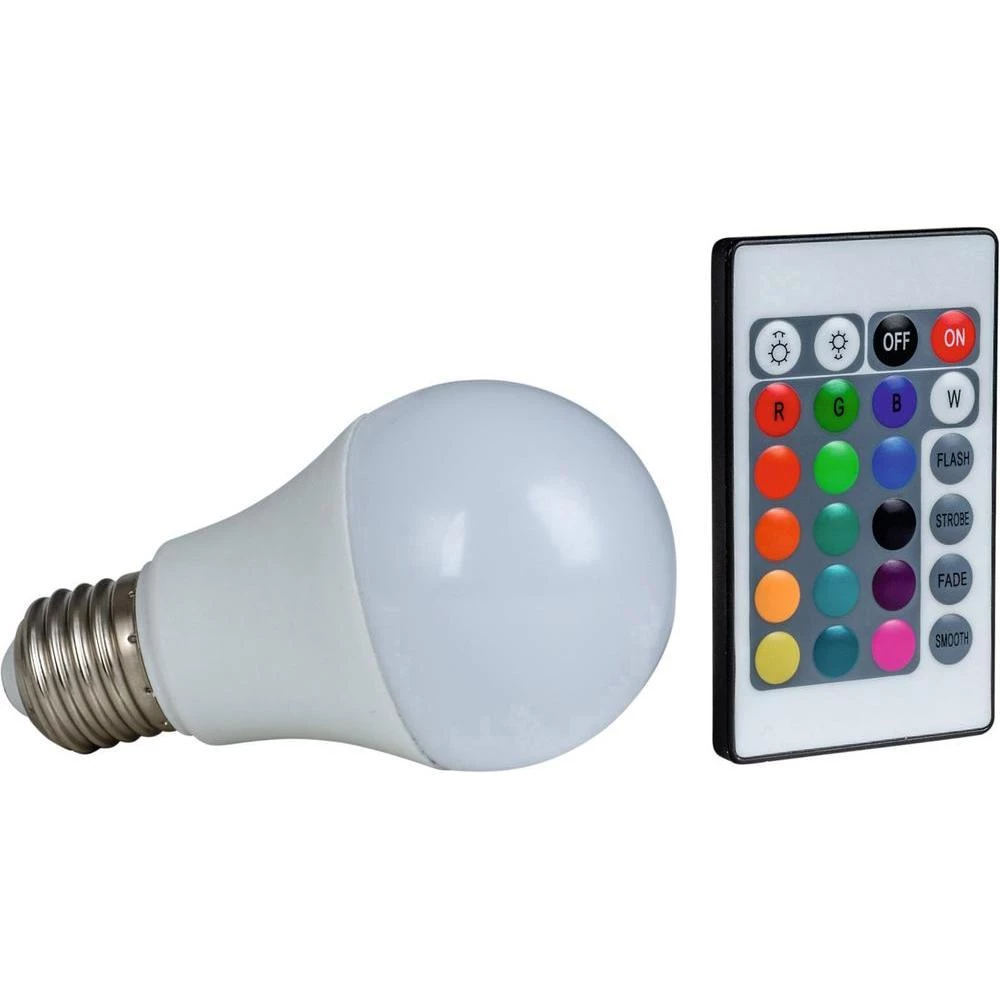 LED (RGB) 108 mm Heitronic 230 V E27 7.5 W = 50 W RGBW KEU: A+ klasičan oblik mijenjanje boja, prigušivanje, sadržaj 1 kom. slika