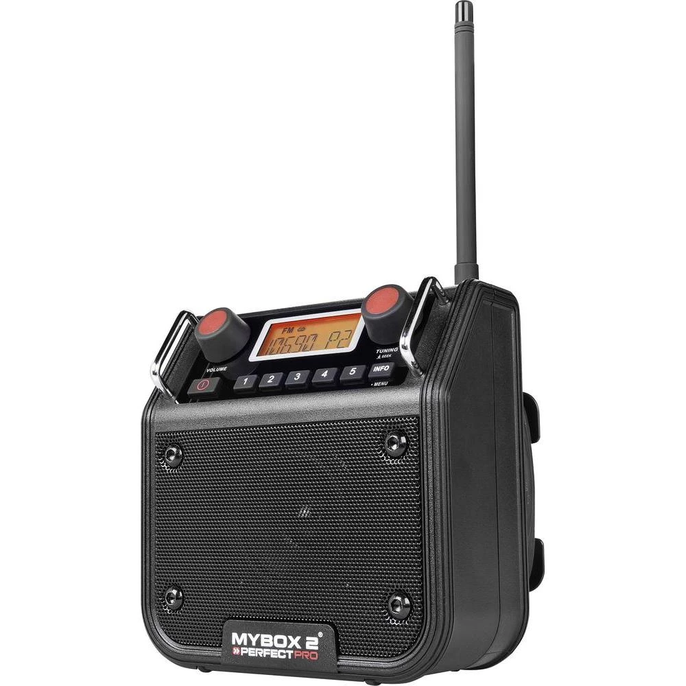 UKV radio PerfectPro Mybox 2 Radio za gradilište (UKV audio, stereo (3.5 mm jack)) zaštita od prskanja vodom, otporan na prašinu, otporan na udarce, crna slika