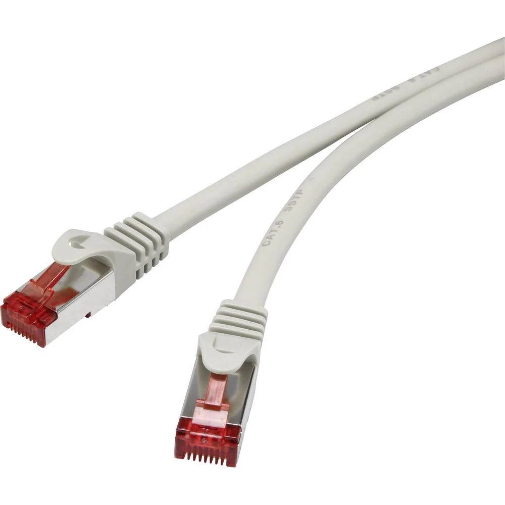 Priključni mrežni kabel RJ45 renkforce CAT 6 S/FTP 0.15 m siva sa zaštitom, pozlaćeni utični kontakti slika