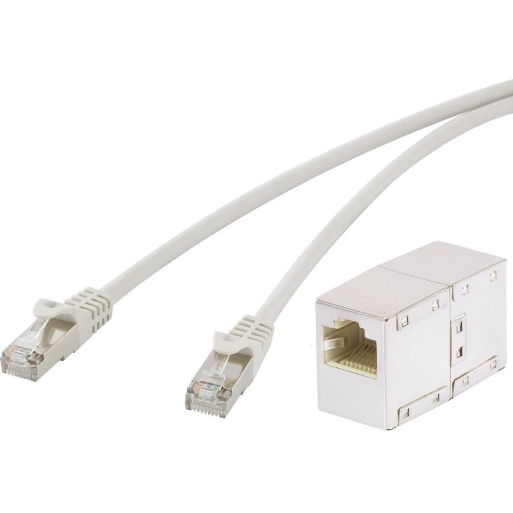 RJ45 produžni kabel CAT 5e F/UTP [1x RJ45 utikač - 1x RJ45 utičnica] 0.50 m sivi  s UL certifikatom nezapaljiv slika