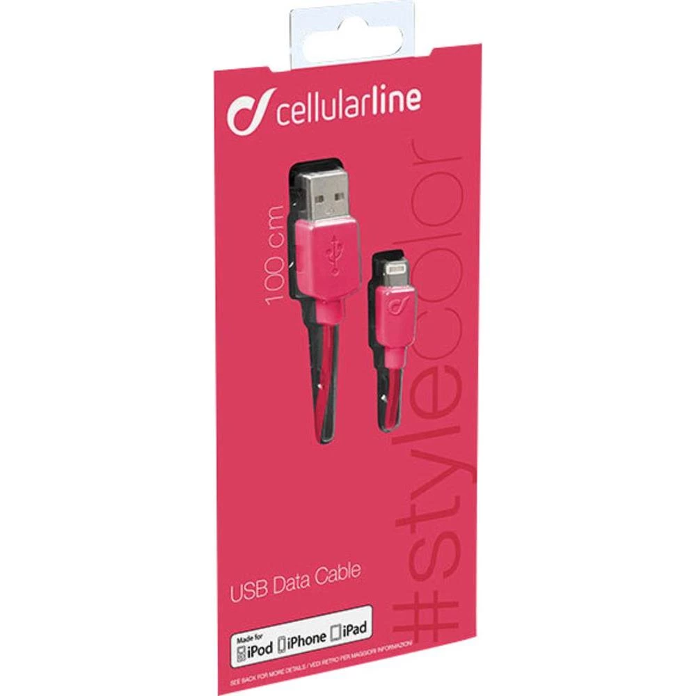 Podatkovni/punjački kabel za iPad/iPhone/iPod [1x USB 2.0 utikač A - 1x Apple Dock utikač Lightning] CellularLine 1 m ružičasta slika