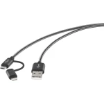 Podatkovni/kabel za punjenje za iPhone/iPod/iPad [1x USB 2.0 utikač A - 1x USB 2.0 utikač mikro-B, Apple Dock utikač Lightning] renkforce 1 m, tamnosiva