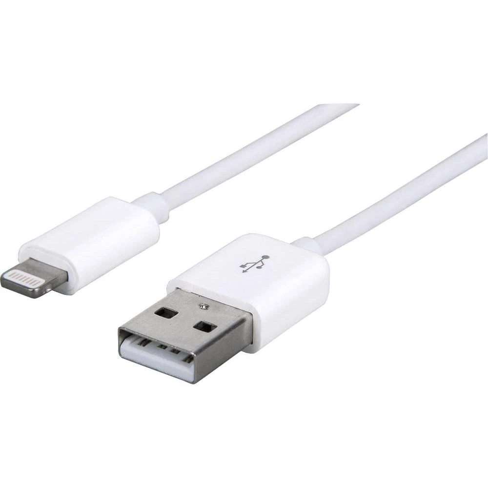 iPod/iPhone/iPad kabel za punjenje/podatkovni kabel [1x Apple Dock utikač Lightning - 1x USB 2.0 utikač A] Manhattan 1 m, bijela slika