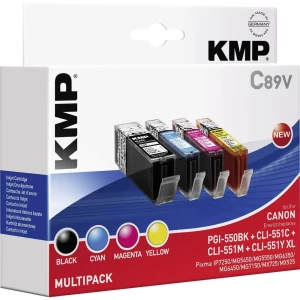 Tinta C89V 1518,0050 KMP zamjenjuje Canon PGI-550, CLI-551 kompatibilna kombinirani paket crna, cijan, purpurnocrvena, žuta slika