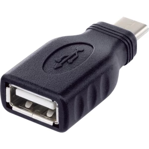 USB 2.0 adapter [1x USB-C™ utikač - 1x USB 2.0 ženski utikač A] renkforce crna, s OTG funkcijom, pozlaćeni utični kontakti slika