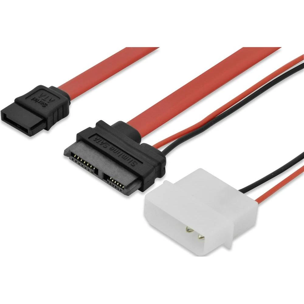 Priključni kabel za tvrde diskove [1x SATA-Kombi utikač 7+15pol. - 1x SATA utikač 7pol., IDE-Strom utikač 4pol.] ednet 0,5 m, cr slika