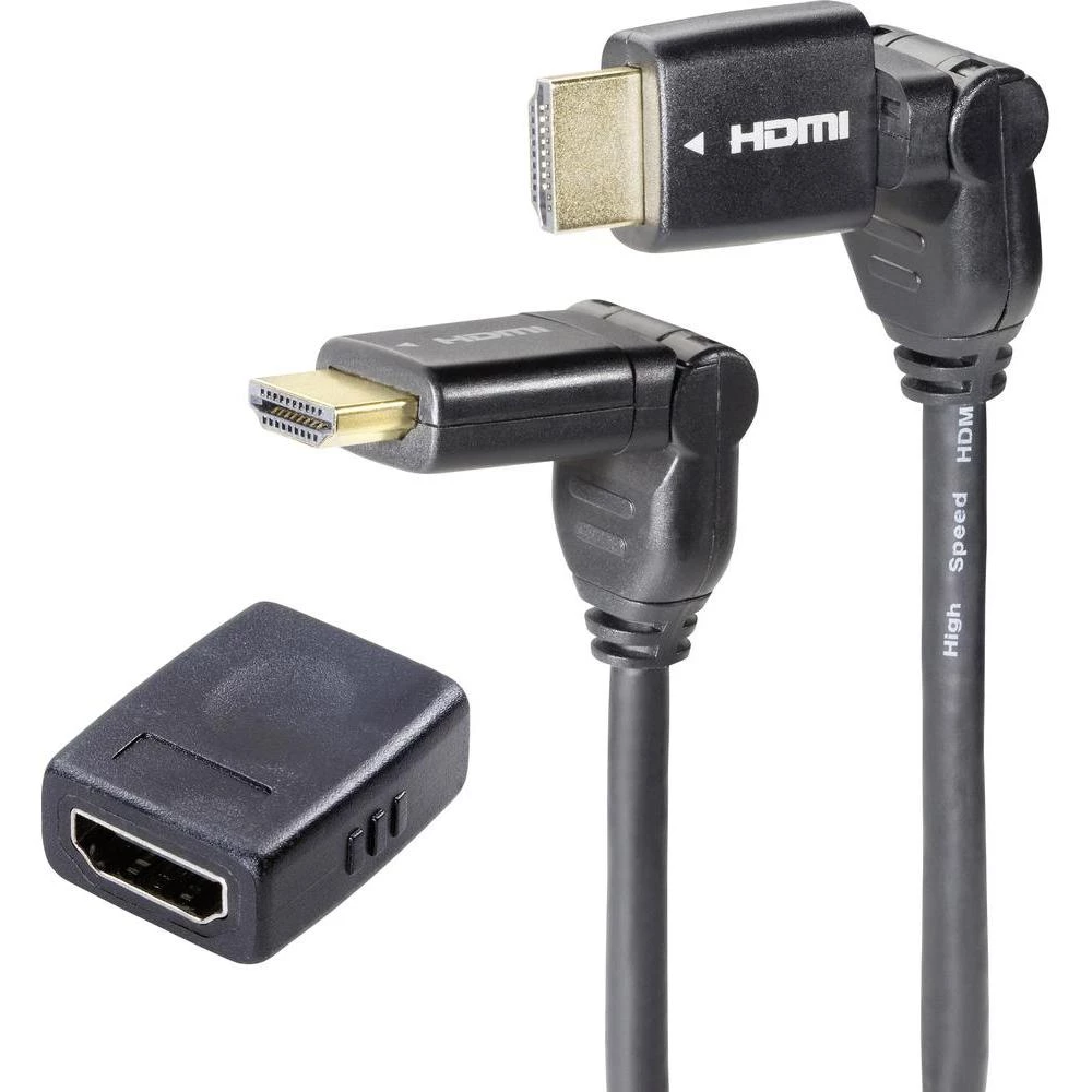 HDMI-Kabel SpeaKa Professional sa Ethernetom, dupli kutni utikač, 2m + HDMI-Adapter slika