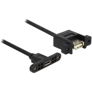 USB 2.0 produžni kabel za ugradnju [1x USB 2.0 ženski utikač mikro-B - 1x USB 2.0 ženski utikač A] Delock 0.25 m crna slika