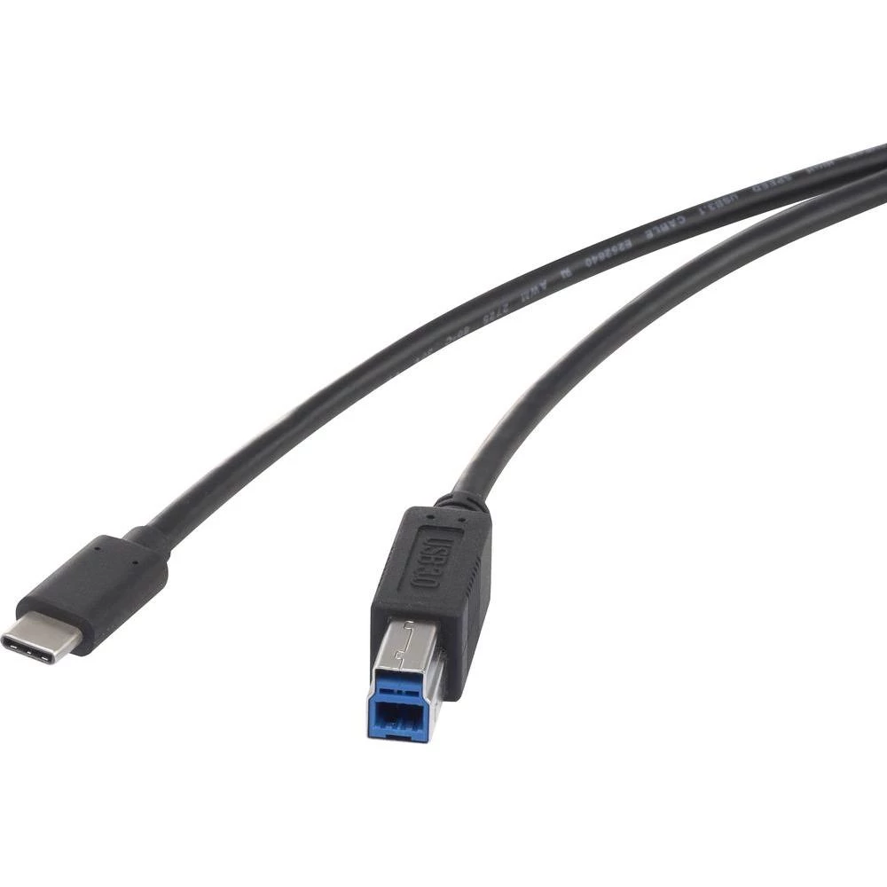 USB 3.1 priključni kabel [1x USB-C™ utikač - 1x USB 3.0 utikač B] renkforce 1 m crna pozlaćeni utični kontakti slika
