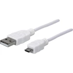 USB 2.0 priključni kabel [1x USB 2.0 utikač A - 1x USB 2.0 utikač Micro-B] Manhattan 1 m, bijela, UL certifikat