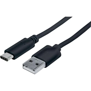 USB 2.0 priključni kabel [1x USB utikač C - 1x USB 2.0 utikač A] Manhattan 1 m, crna, UL certifikat slika