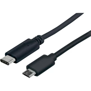USB 2.0 priključni kabel [1x USB utikač C - 1x USB 2.0 utikač Micro-B] Manhattan 1 m, crna, UL certifikat slika
