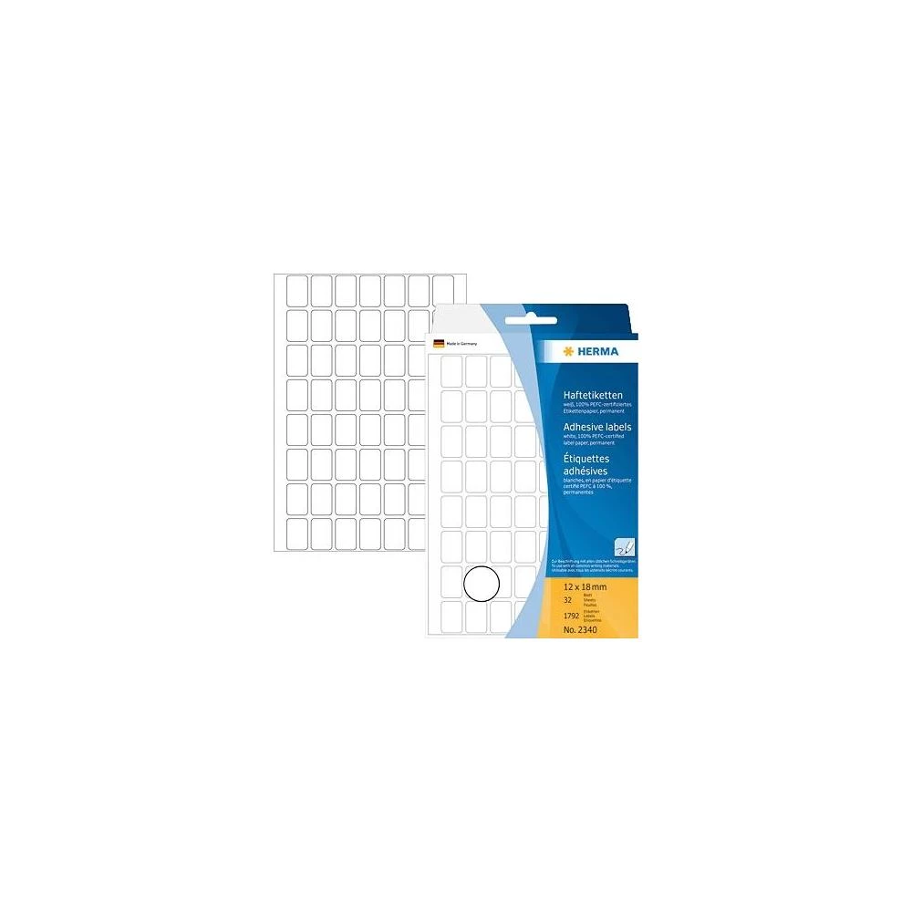 Višenamjenske naljepnice 2340 Herma (12 mm x 18 mm), trajno prianjajuće, bijela, 1792 kom. slika