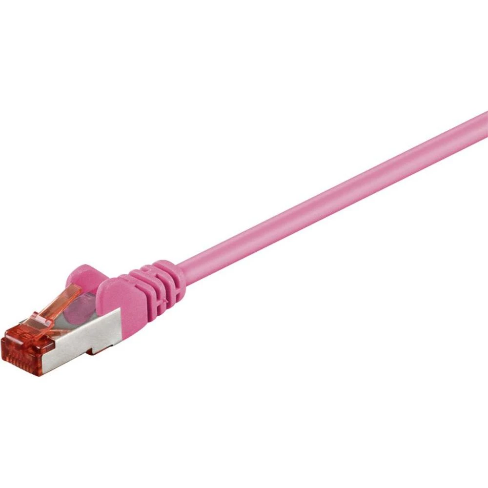 RJ45 mrežni priključni kabel CAT 6 S/FTP [1x RJ45-utikač - 1x RJ45-utikač] 0.15 m magenta, pozlaćeni kontakti, Goobay slika