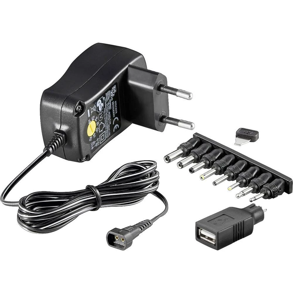 Utični strujni adapter 53995 Goobay podesiv 3 V/DC, 4.5 V/DC, 5 V/DC, 6 V/DC, 7.5 V/DC, 9 V/DC, 12 V/DC 600 mA 7.2 W slika