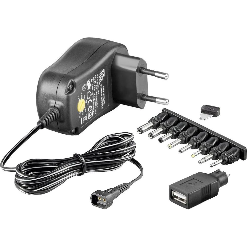 Utični strujni adapter 53996 Goobay podesiv 3 V/DC, 4.5 V/DC, 5 V/DC, 6 V/DC, 7.5 V/DC, 9 V/DC, 12 V/DC 1000 mA 12 W slika