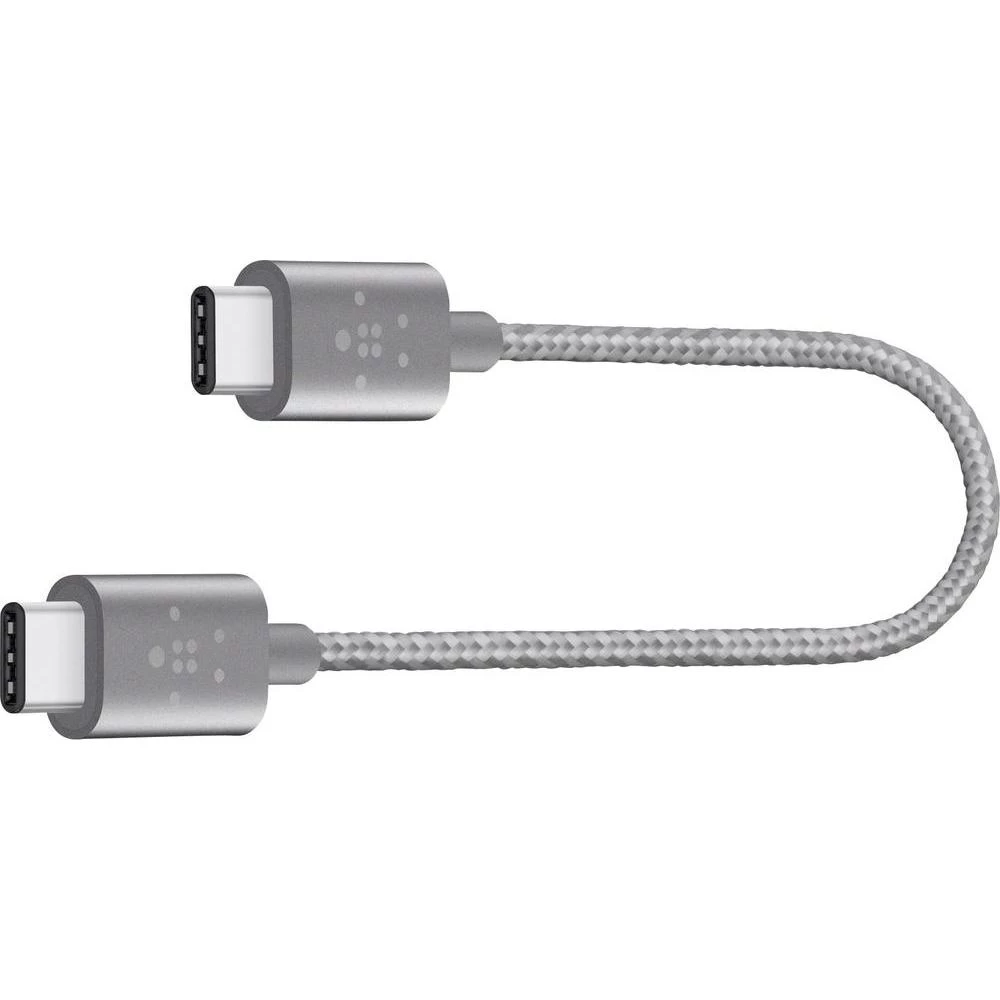 USB 2.0 priključni kabel [1x USB-C™ utikač - 1x USB-C™ utikač] Belkin 0.15 m siva, oplaštenje od tkanine slika