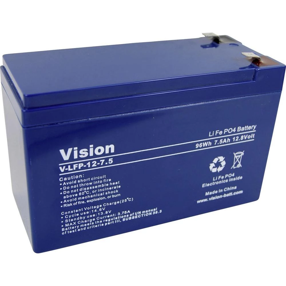 Posebna baterija na punjenje LFP127.5 4 Vision blok LiFePo plosnati utikač baterije na punjenje 12 V 7.5 Ah slika