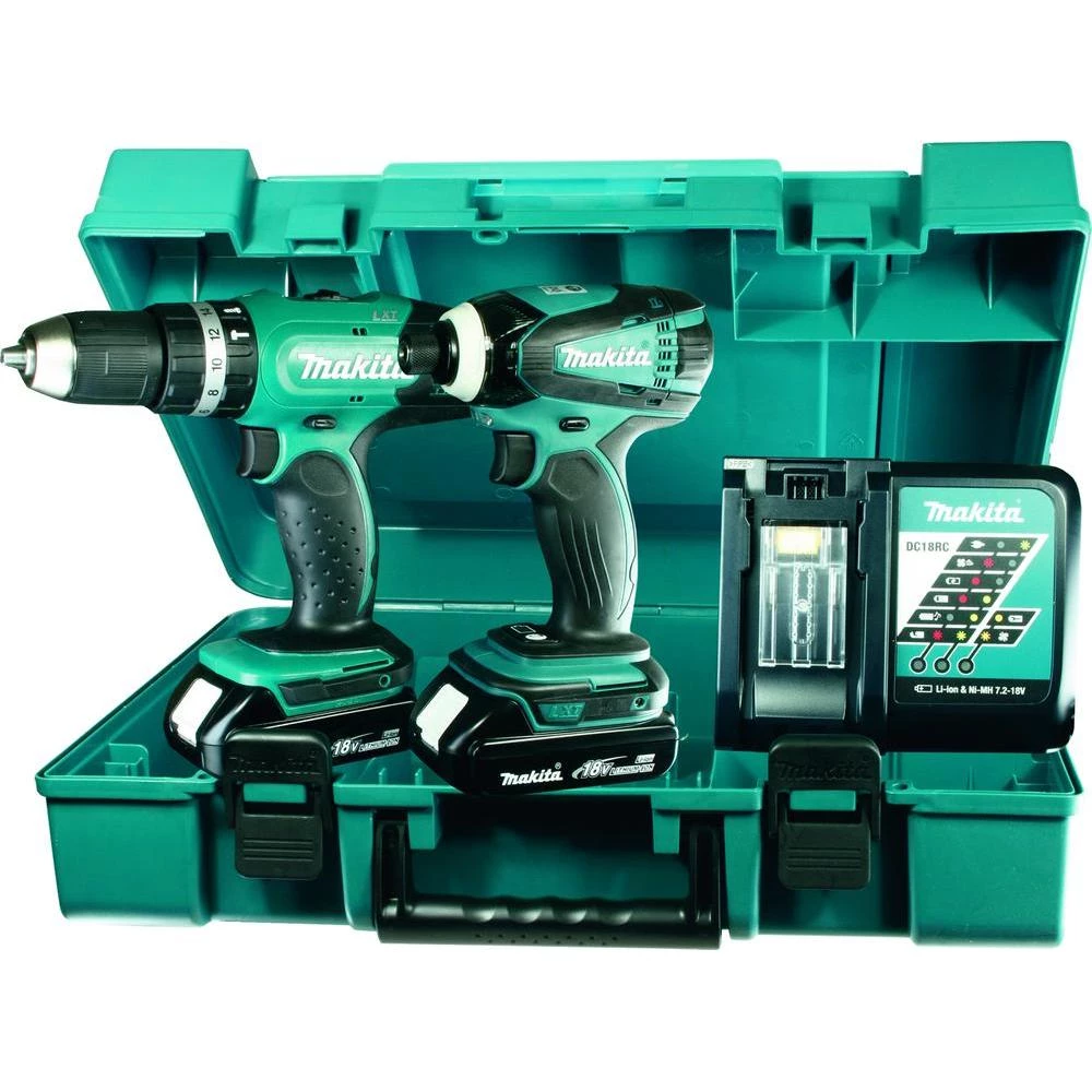 Makita DLX2020Y (DHP453R + DTD146R) akumulatorska udarna bušilica-odvijač 18 V 1.5 Ah Li-Ion uklj. 2. akumulatora, uklj. kovčeg slika