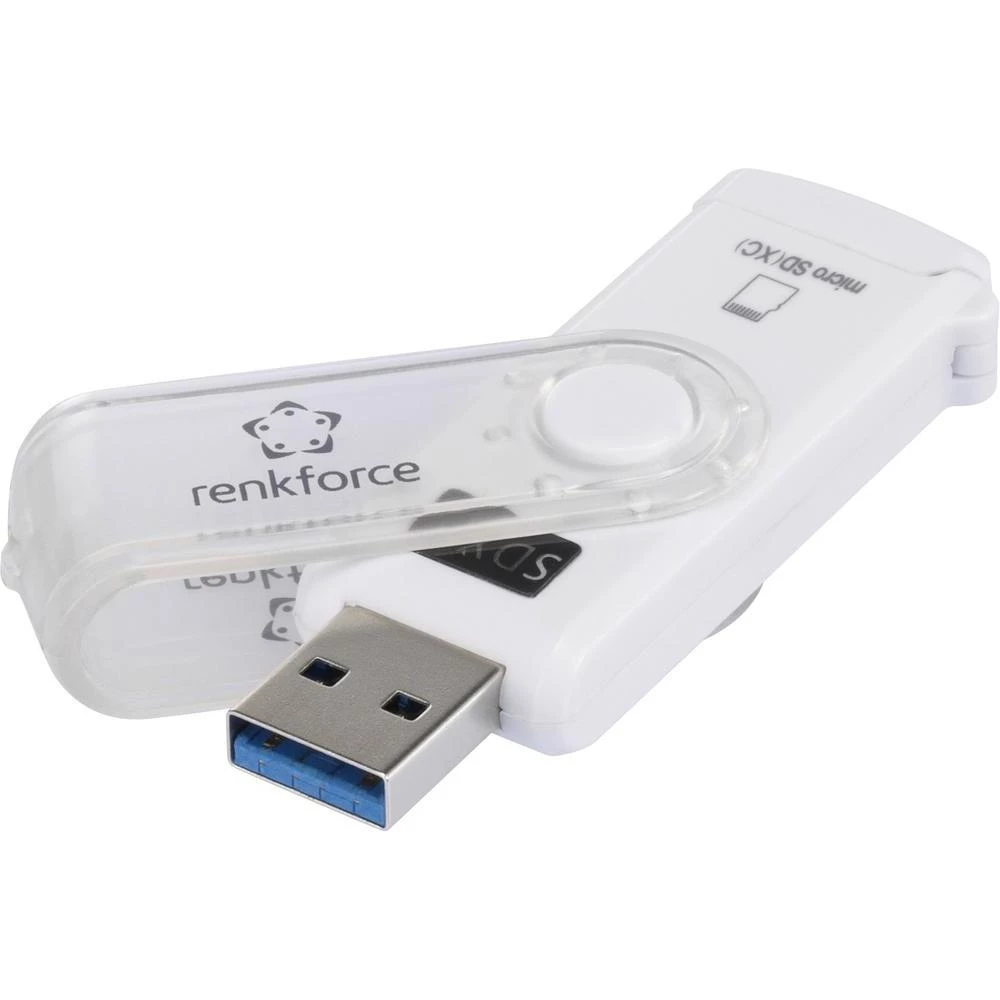 Vanjski čitač memorijskih kartica USB 3.0 renkforce CR46e bijele boje slika