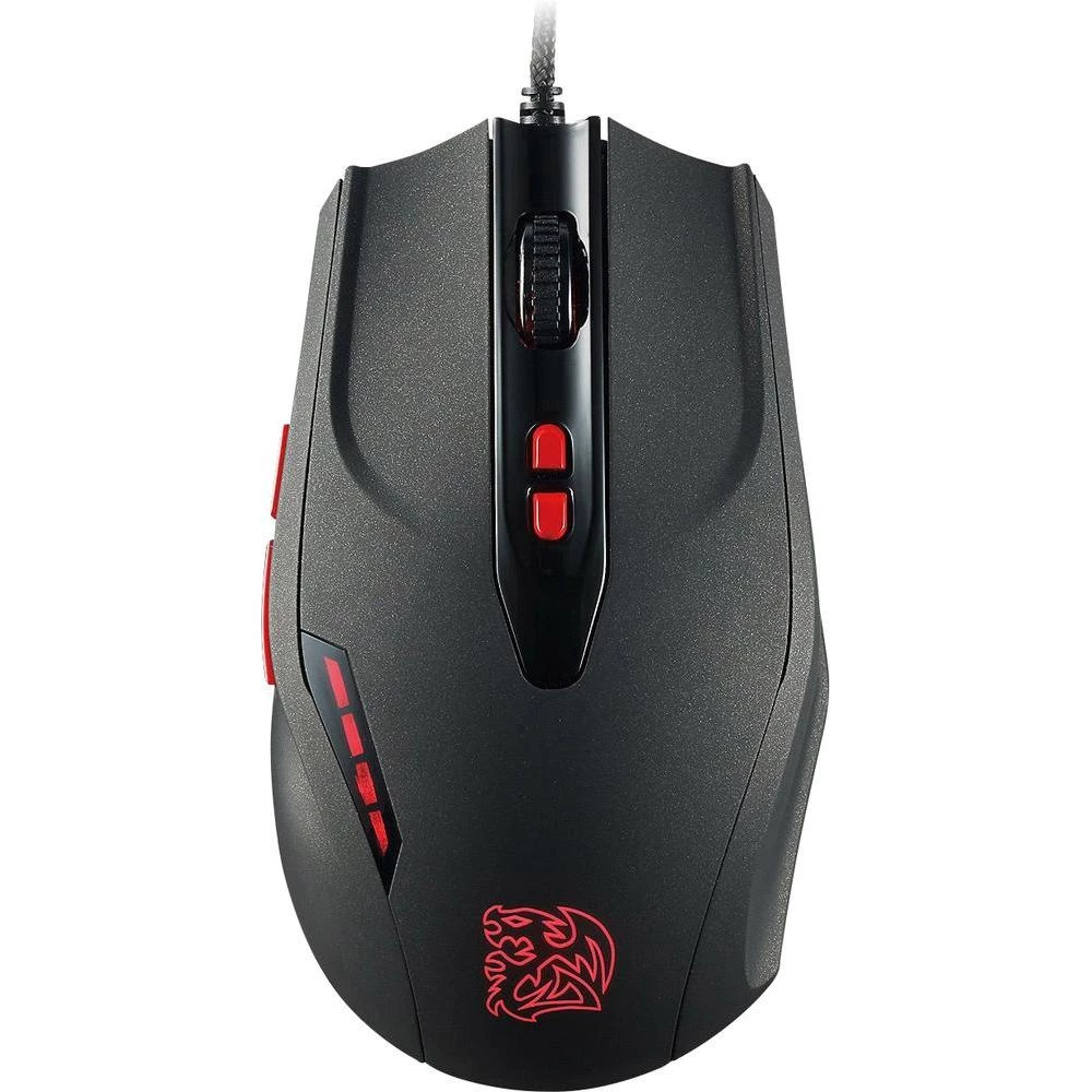 USB miš za igrače laserski TT eSports Black V2 osvijetljen, crne/crvene boje slika