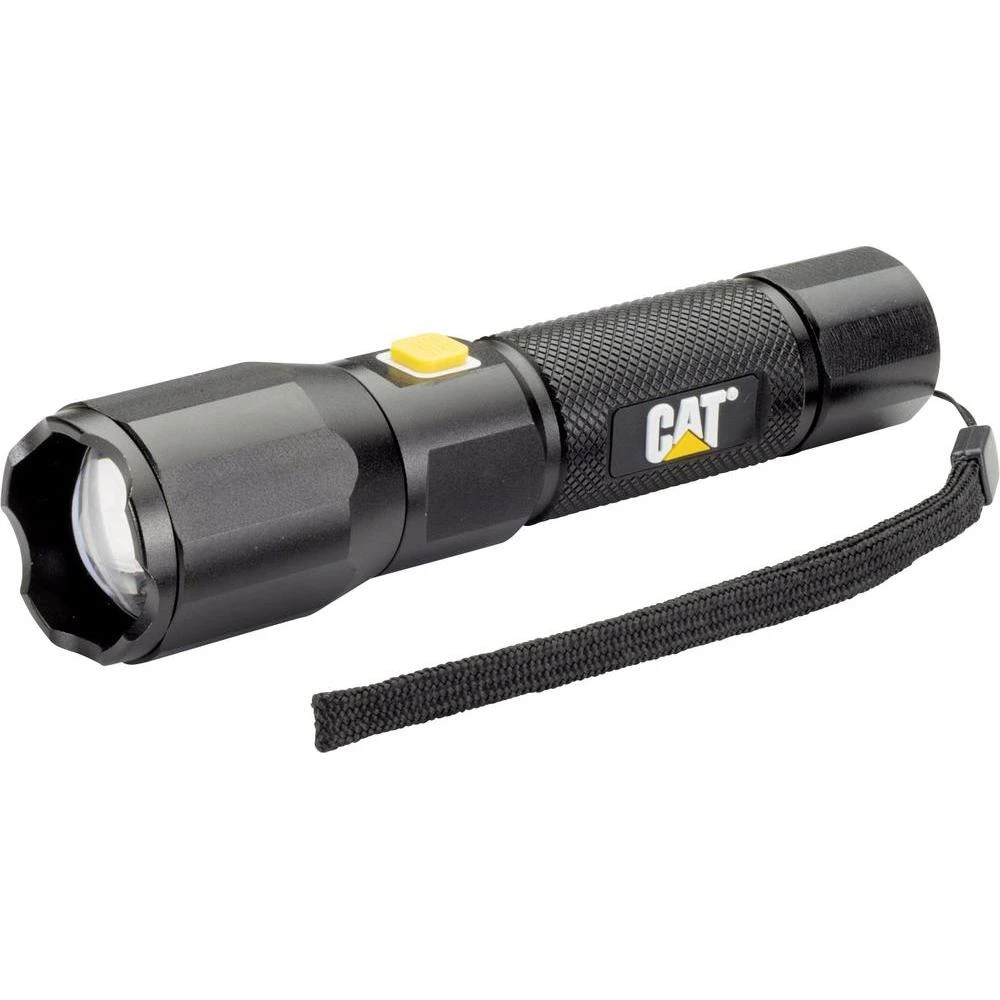 LED džepna svjetiljka s remenom za ruku CAT rad na baterije 220 lm 250 g crne boje slika