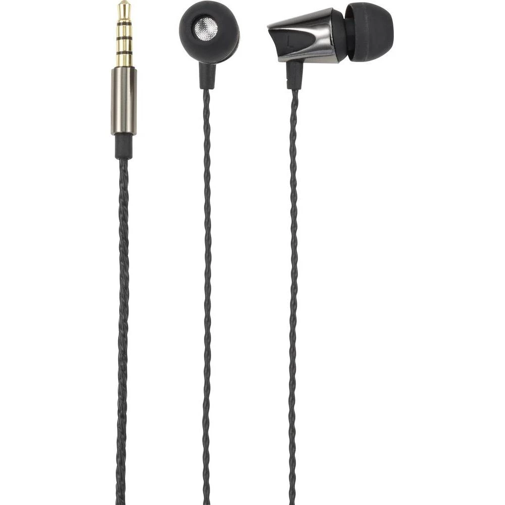 Slušalice renkforce EP-1056 slušalice koje se umeću u uho s mikrofonom, crne boje (metalik) slika