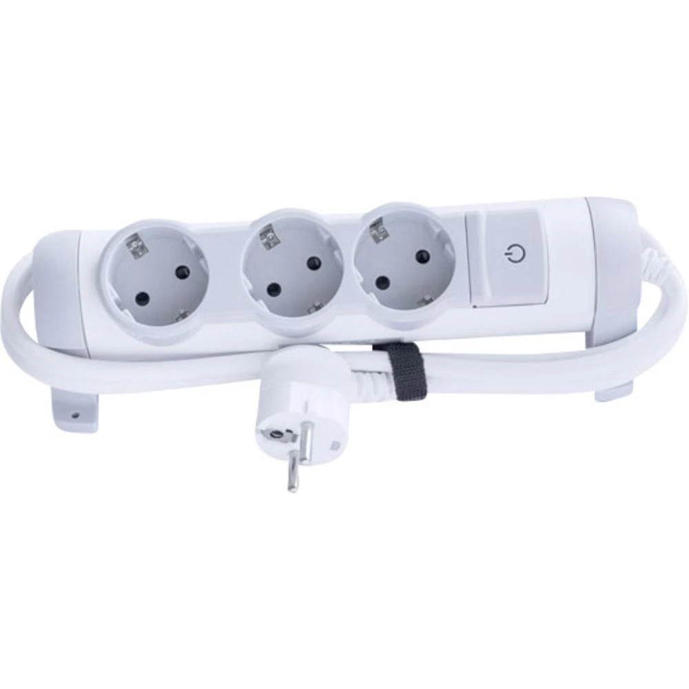 Višestruka utičnica s prekidačem 694621 Legrand 3-struka bijela, siva šuko slika