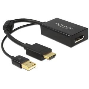 HDMI / DisplayPort adapter [1x HDMI-utikač - 1x DisplayPort utičnica] crne boje, pozlaćeni utični kontakti, s feritnom jezgrom D slika
