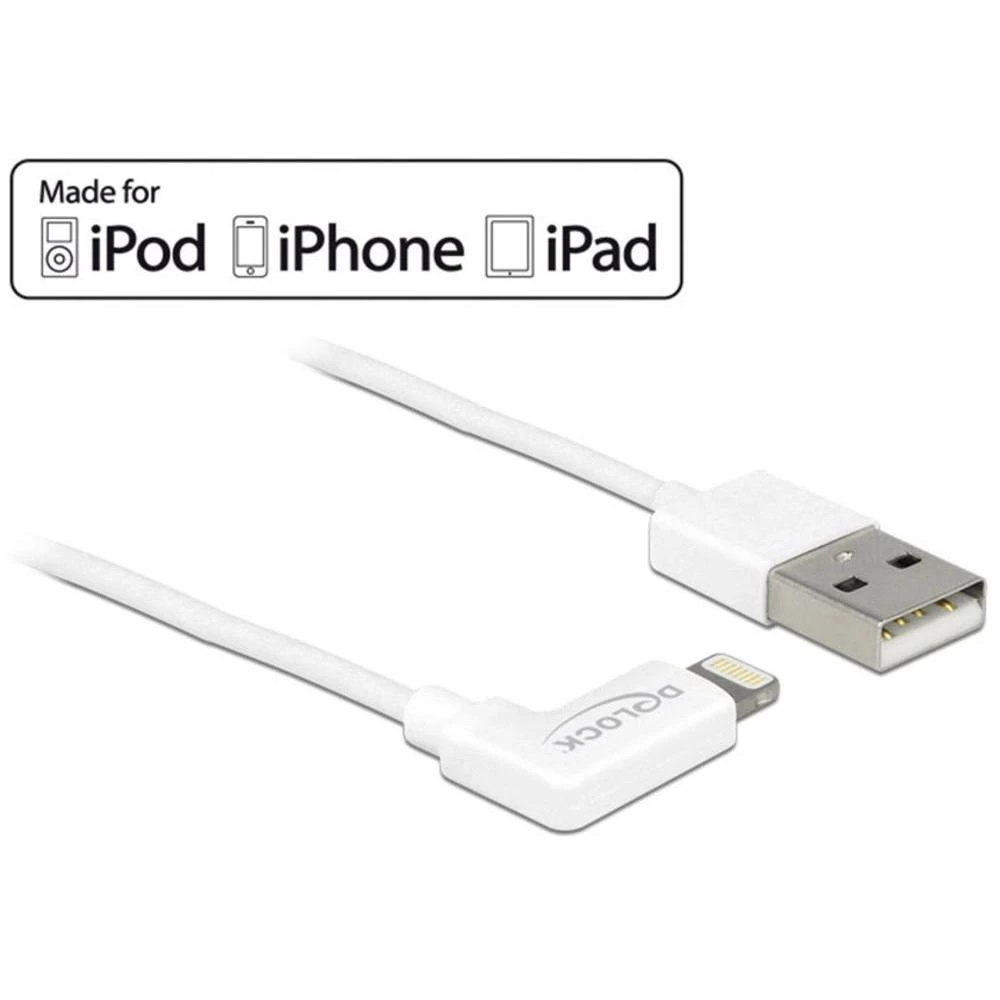 iPad/iPhone/iPod podatkovni/punjački kabel [1x USB 2.0 utikač A - 1x Apple Dock-utikač Lightning] 1 m bijele boje Delock slika