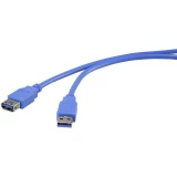 USB 3.0 produžni kabel [1x USB 3.0 utikač A - 1x USB 3.0 utičnica A] 1 m plave boje, pozlaćeni kontakti renkforce