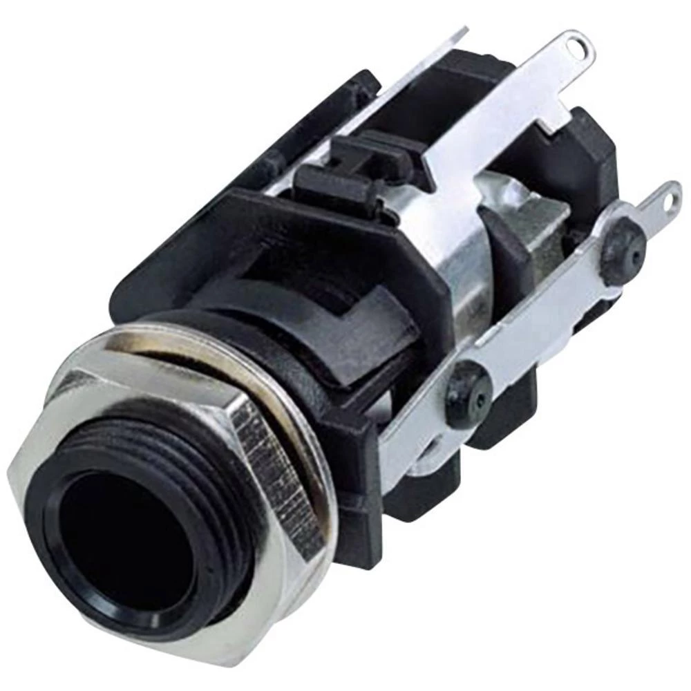 Klinken utični konektor, 6.35 mm utičnica, ugradbena, vertikalna, broj polova: 5 stereo, crne boje Rean AV RJ5VI-S-CON 1 kom. slika